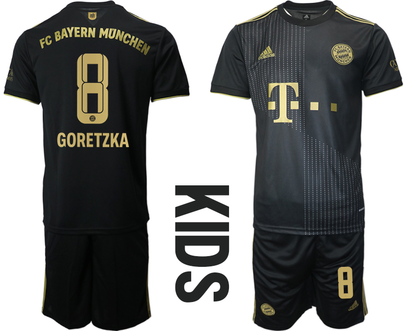 Youth 2021-2022 Club Bayern Munich away black #8 Soccer Jersey